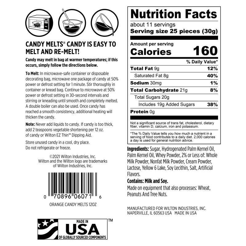 Orange Candy Melts Candy Ingredients Statement image number 2