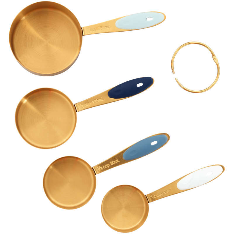 Navy & Gold Nesting Measuring Cups with Snap-On Ring, 4-Count image number 1