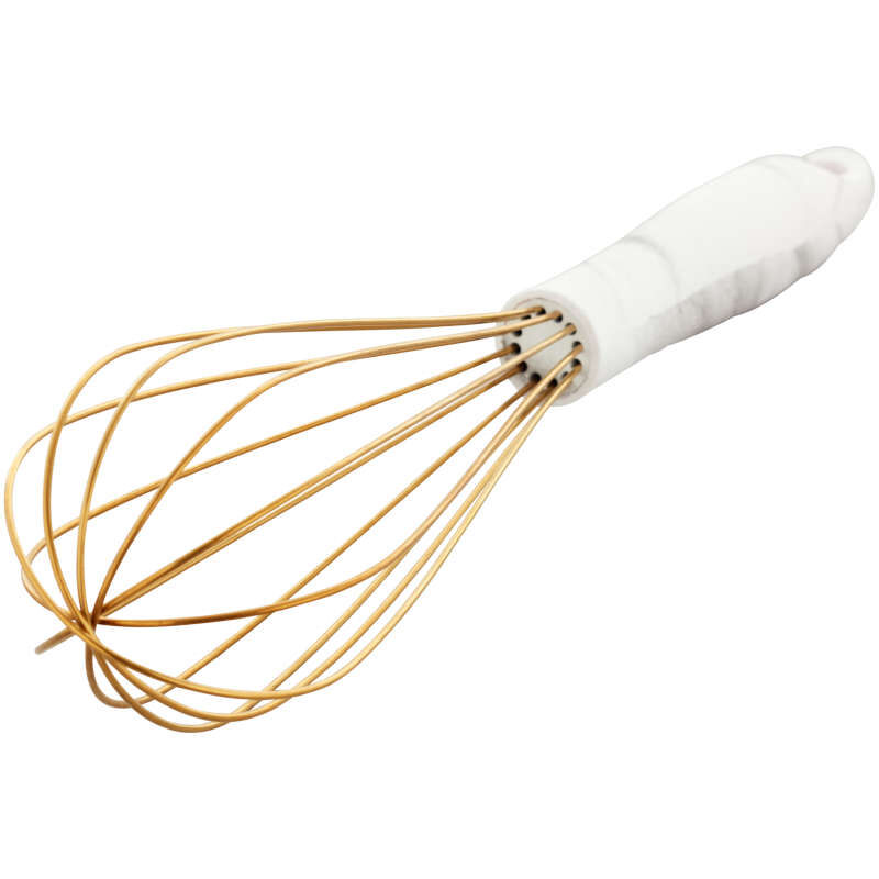 Large Gold Balloon Whisk with Marble Handle image number 2