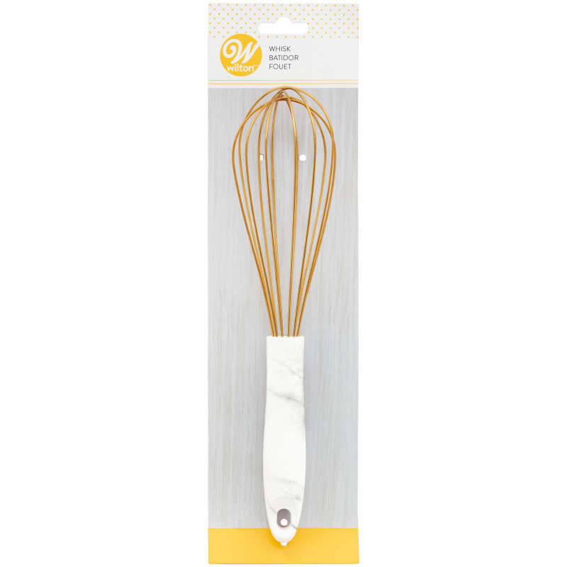 Large Gold Balloon Whisk with Marble Handle image number 3