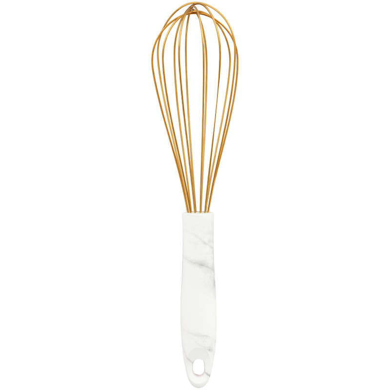 Large Gold Balloon Whisk with Marble Handle image number 0