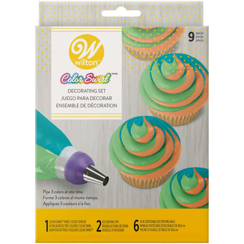 Color Swirl Plastic Coupler, Bag and Tip Decorating Set, 9-Piece Set image number 2