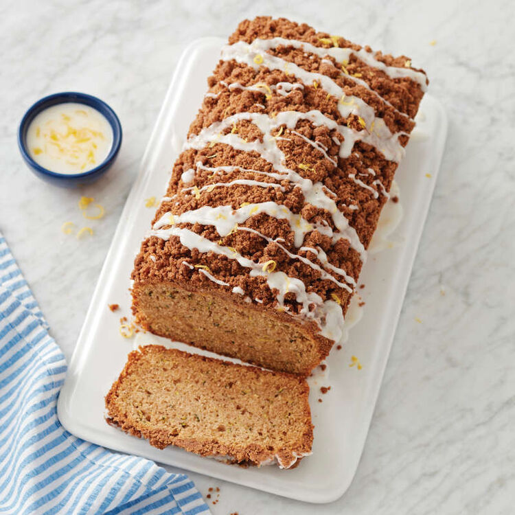 Zucchini Streusel Bread with Lemon Glaze