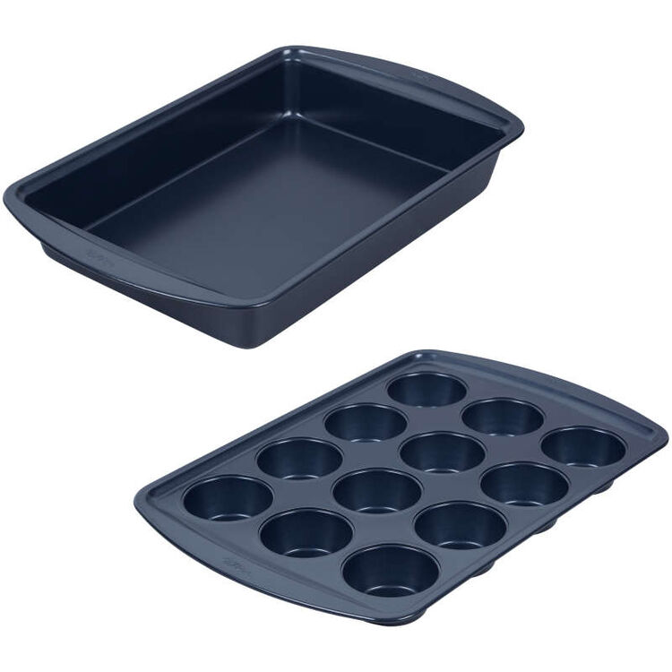 Diamond-Infused Non-Stick Navy Blue Baking Set, 7-Piece