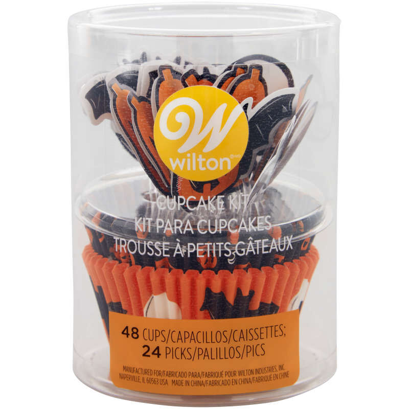 Skull, Bat and Pumpkin Halloween Cupcake Kit, 72-Piece image number 1