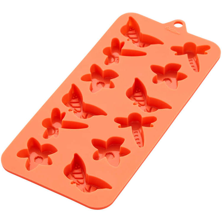 Dragonfly, Butterfly and Flower Silicone Candy Mold, 12-Cavity