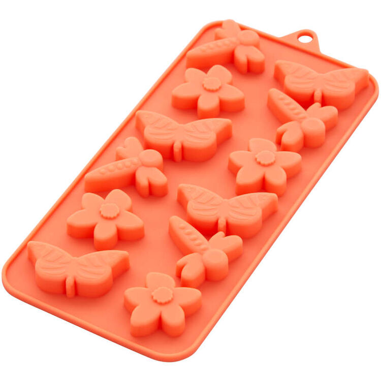 Dragonfly, Butterfly and Flower Silicone Candy Mold, 12-Cavity