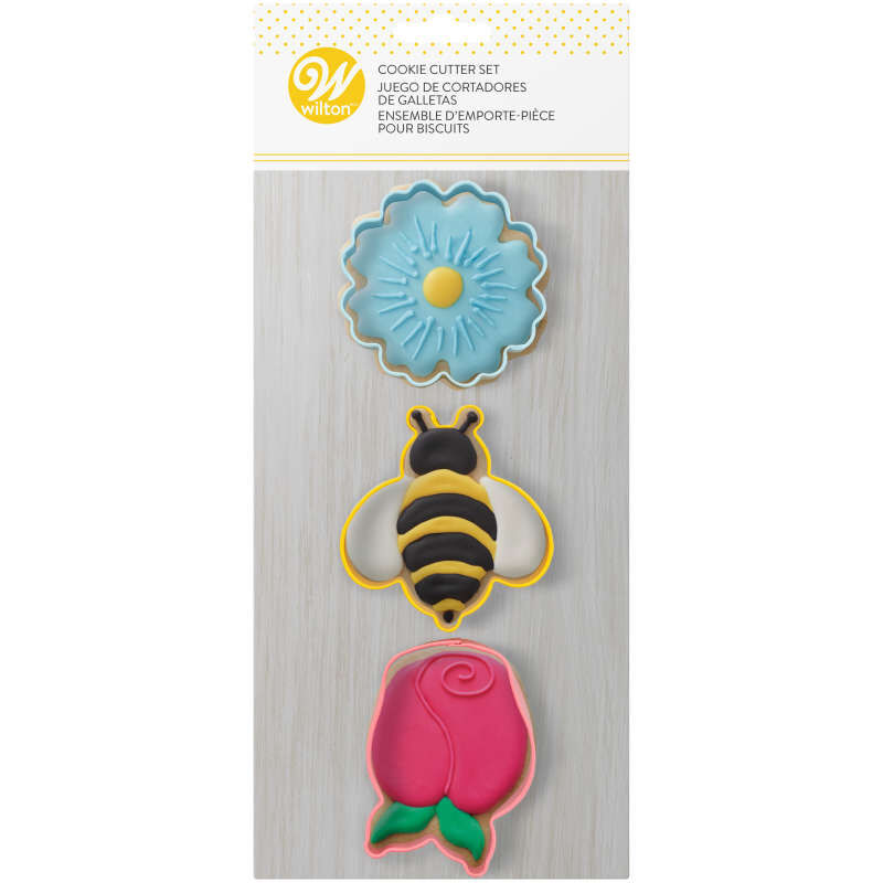 Daisy, Bumblebee and Tulip Spring Cookie Cutter Set, 3-Piece image number 0