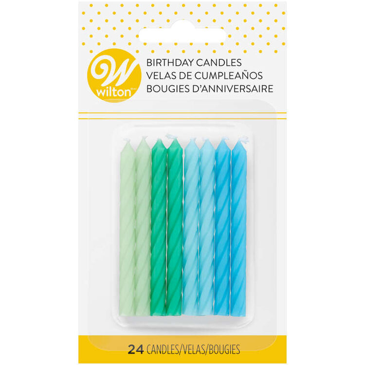 Green and Blue Ombre Birthday Candles, 24-Count