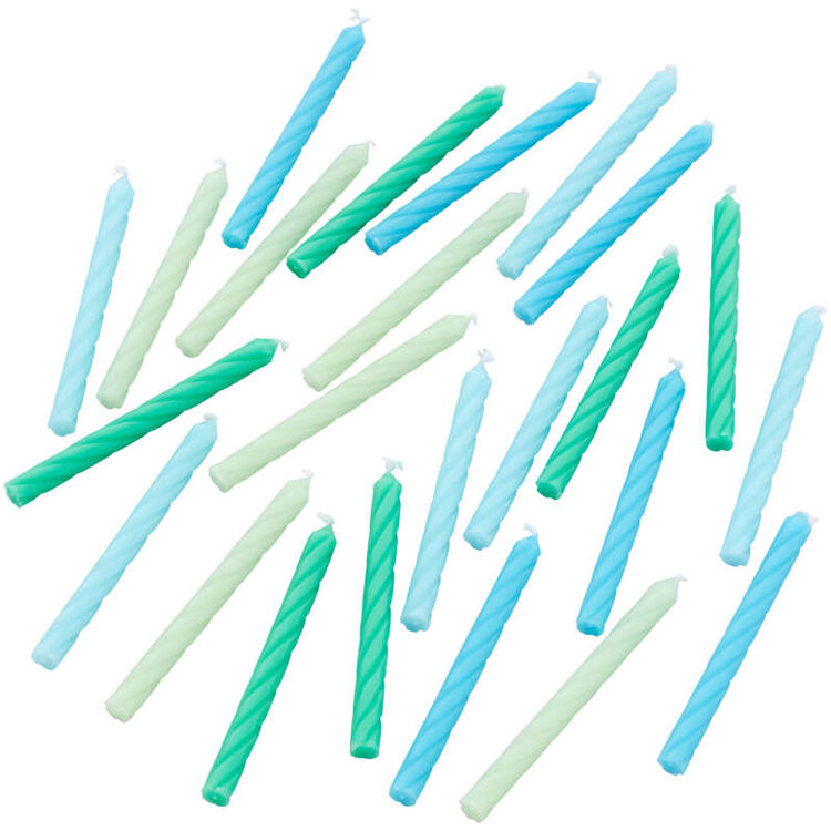 Green and Blue Ombre Birthday Candles, 24-Count