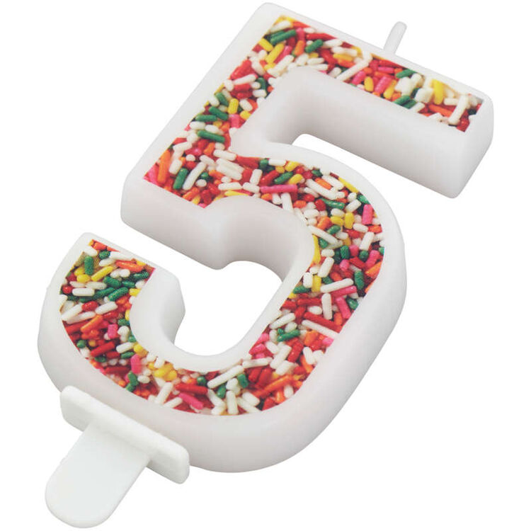 Sprinkle Pattern Number 5 Birthday Candle, 3-Inch