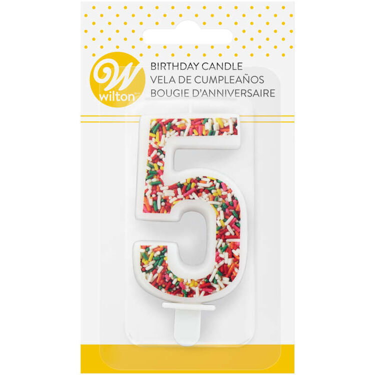 Sprinkle Pattern Number 5 Birthday Candle, 3-Inch