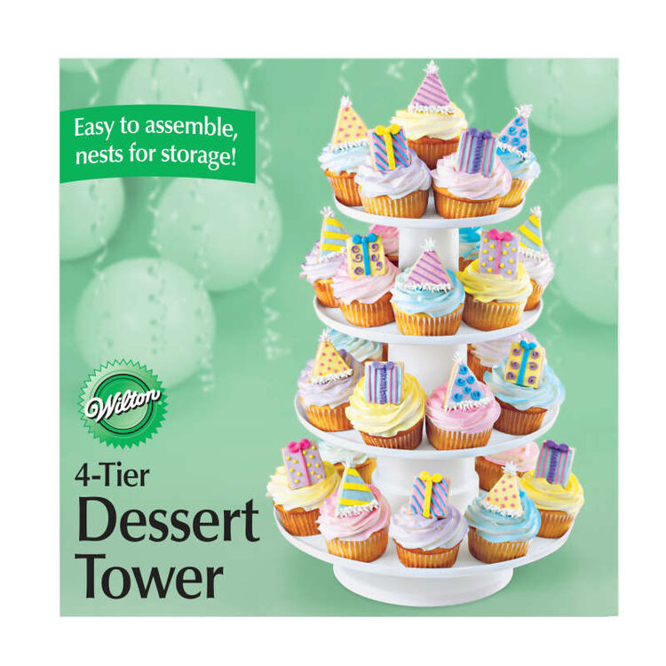 Stacked 4-Tier Cupcake and Dessert Tower