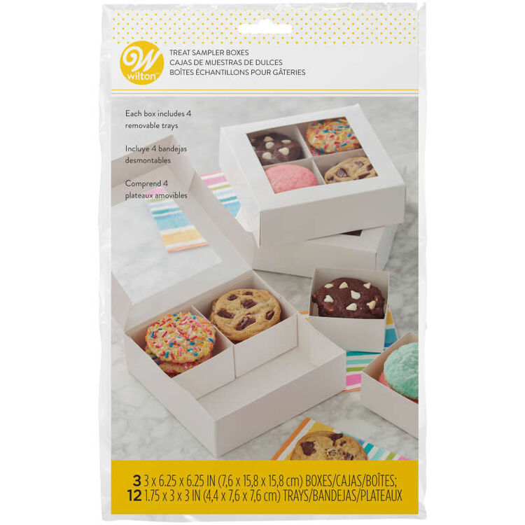 4-Cavity White Window Bakery Boxes with Dividers, 3-Count