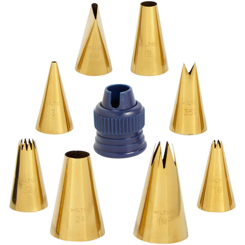 Navy Blue and Gold Piping Tips and Cake Decorating Supplies Set, 17-Piece image number 2