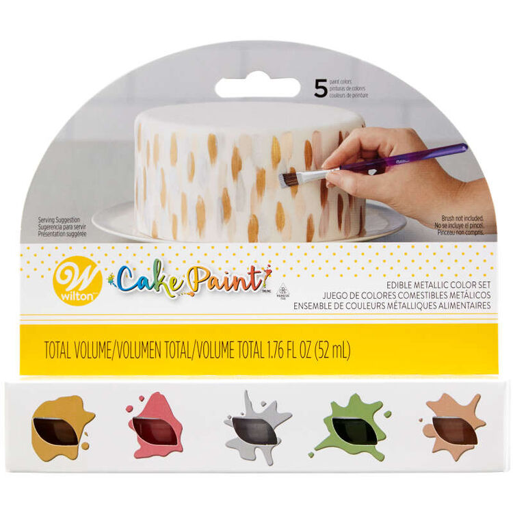 Cake Paint Set, 5-Piece Metallic Set (Gold, Silver, Copper, Red & Green)