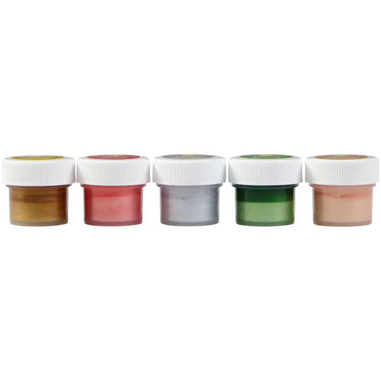 Cake Paint Set, 5-Piece Metallic Set (Gold, Silver, Copper, Red & Green)