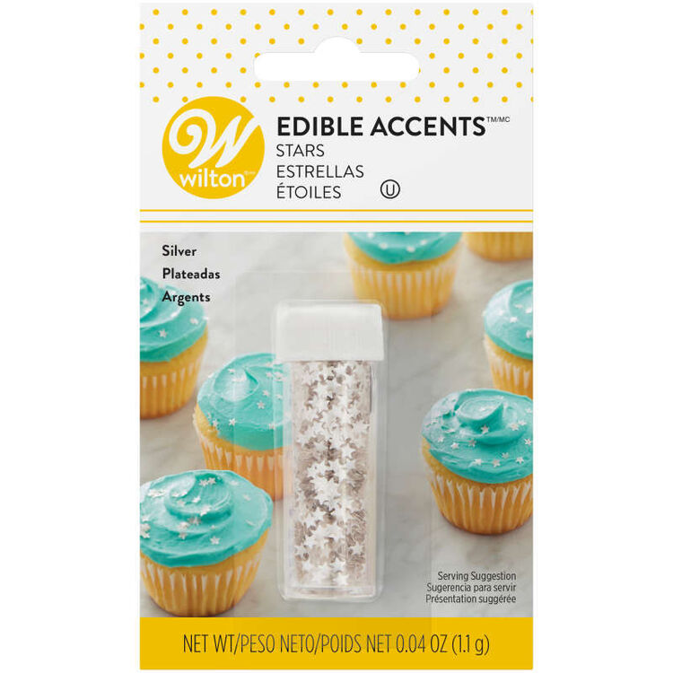 Edible Glitter Silver Stars, 0.04 oz.