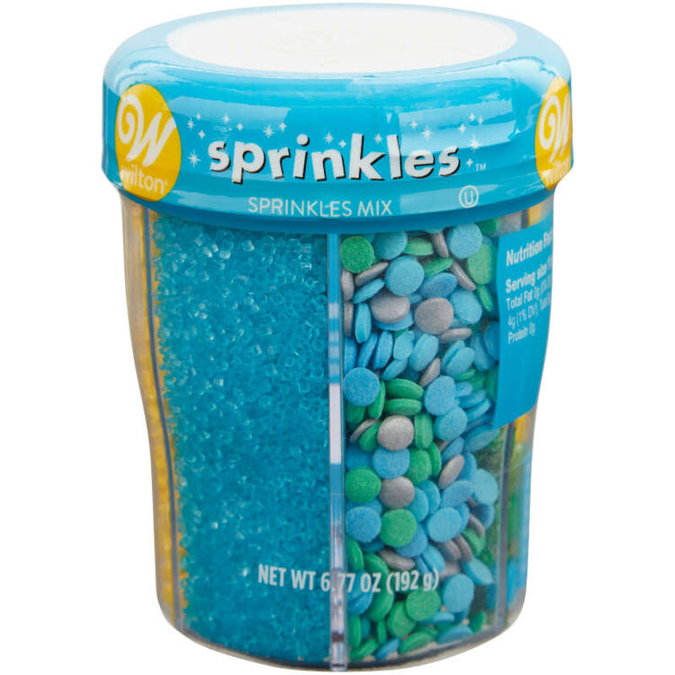 Blue, Yellow and Teal 6-Cell Sprinkle Mix, 6.77 oz.