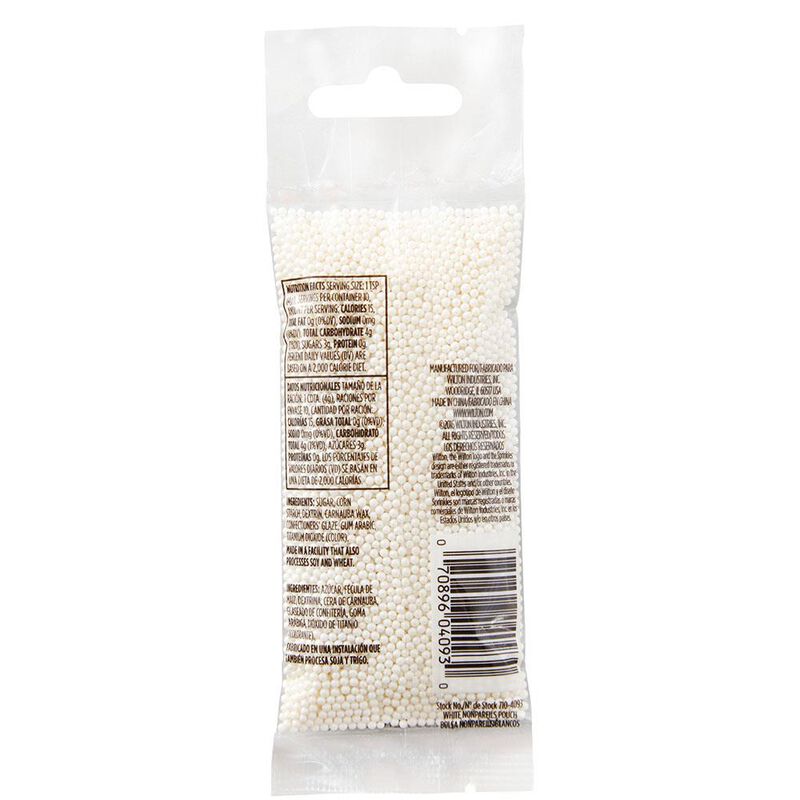 White Nonpareils Sprinkles Pouch, 1.4 oz. image number 2