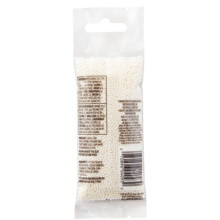 White Nonpareils Sprinkles Pouch, 1.4 oz.