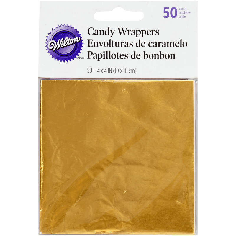 Gold Foil Candy Wrappers, 50-Count image number 0