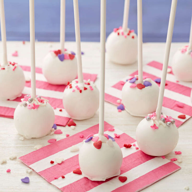 White Candy Melt-dipped cake pops