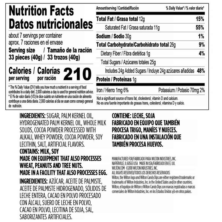 Light Cocoa Candy melts Candy Dips 10 oz Nutriton Facts and Ingredients