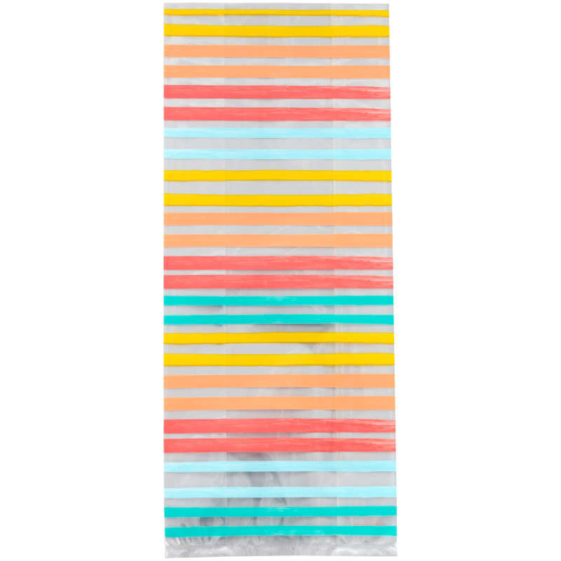 Yellow, Orange, Red and Blue Striped Treat Bags and Ties, 20-Count image number 1