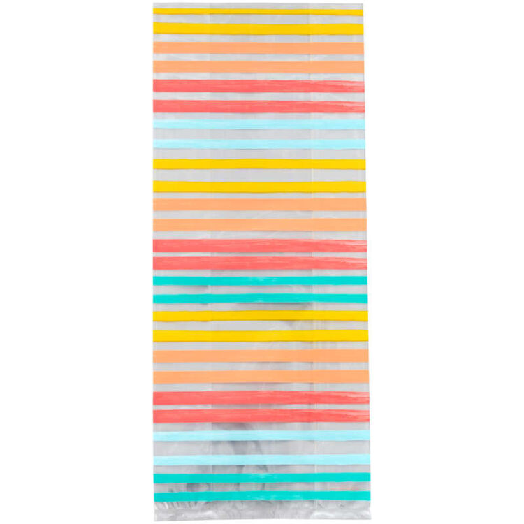 Yellow, Orange, Red and Blue Striped Treat Bags and Ties, 20-Count