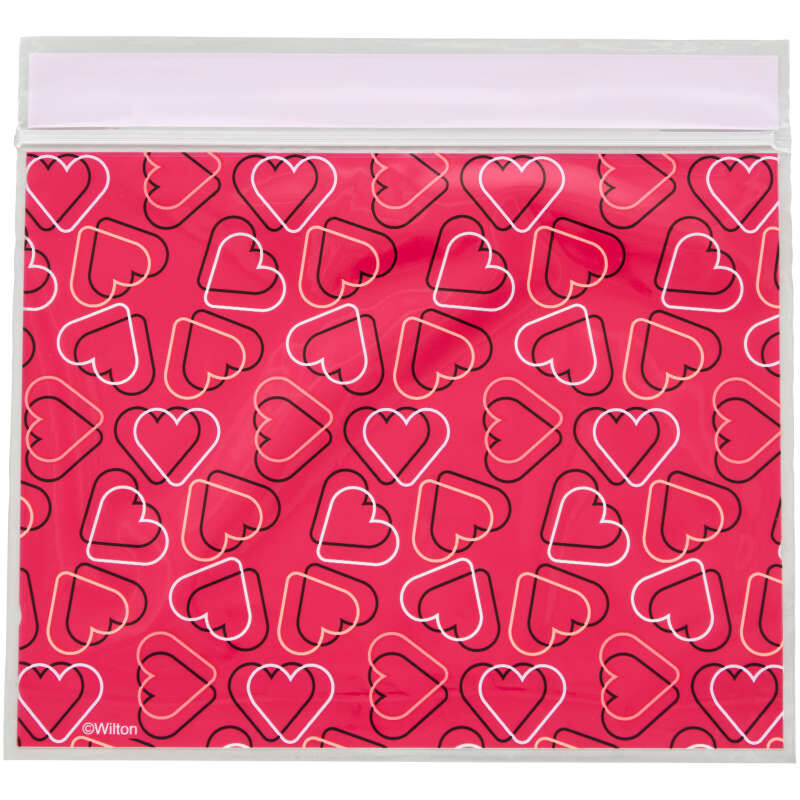 Red Heart Pattern Valentine's Day Resealable Treat Bags, 20-Count image number 1