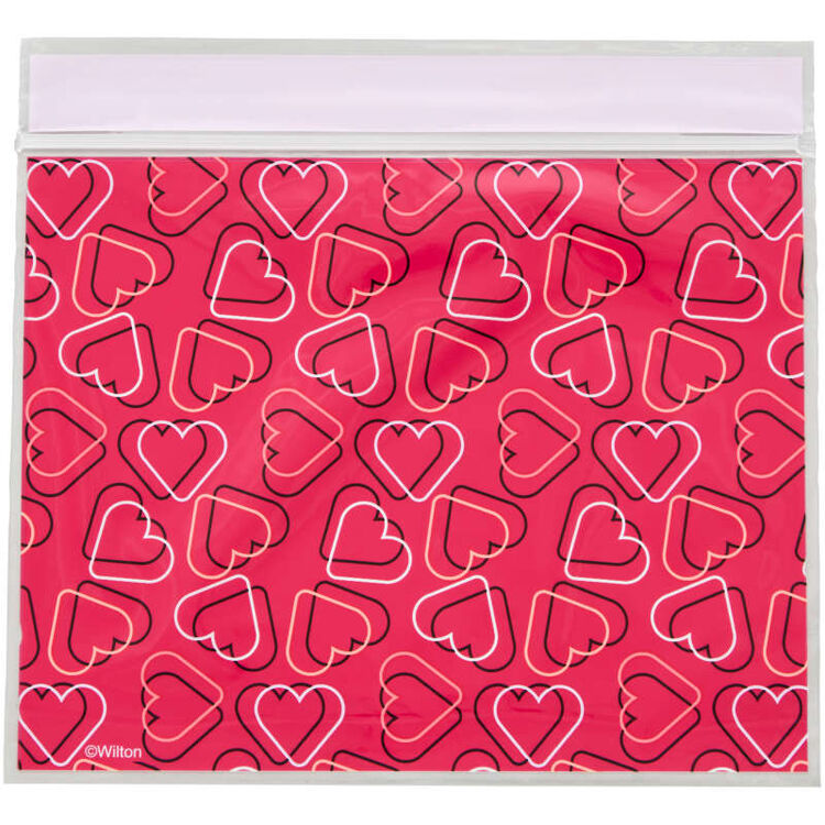 Red Heart Pattern Valentine's Day Resealable Treat Bags, 20-Count