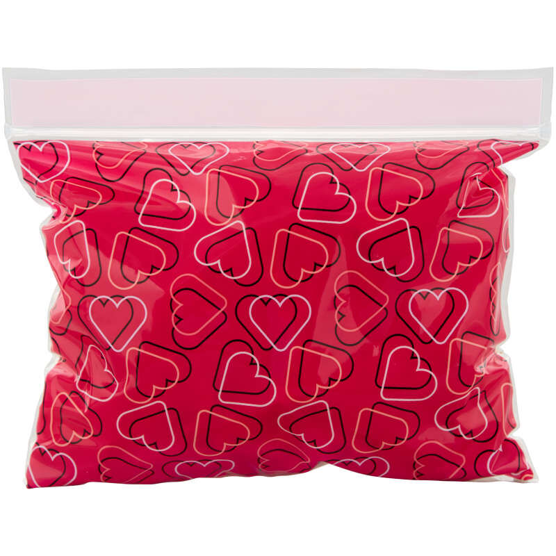 Red Heart Pattern Valentine's Day Resealable Treat Bags, 20-Count image number 3
