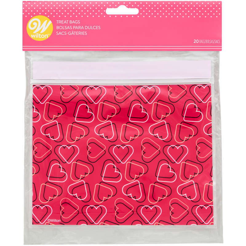 Red Heart Pattern Valentine's Day Resealable Treat Bags, 20-Count image number 0