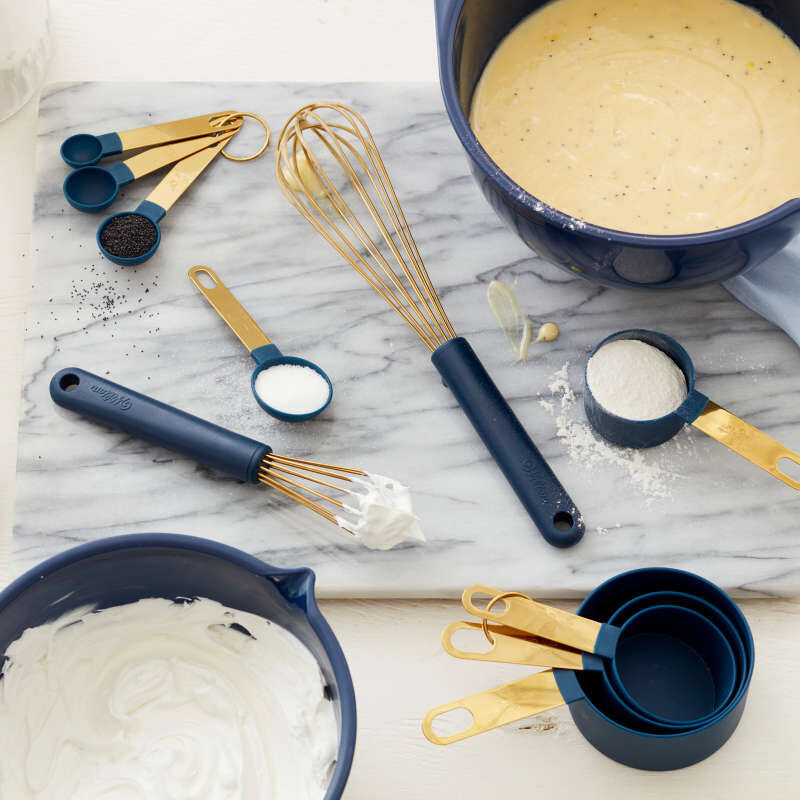 Navy Blue and Gold Kitchen Utensils Mix and Measure Set, 10-Piece image number 4