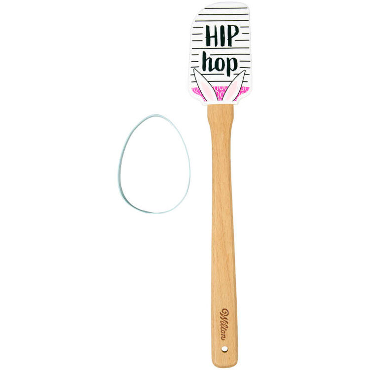 Easter Hip Hop Silicone Spatula and Cookie Cutter Set, 2-Piece