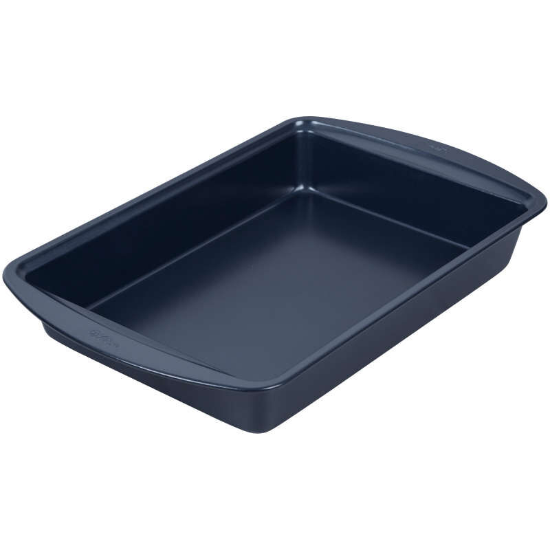 Diamond-Infused Non-Stick Navy Blue Oblong Pan with Cover, 9 x 13-inch image number 2