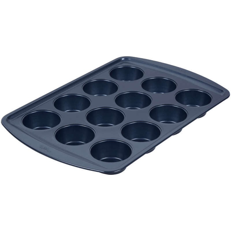 Diamond-Infused Non-Stick Navy Blue Muffin and Cupcake Pan, 12-Cup image number 2