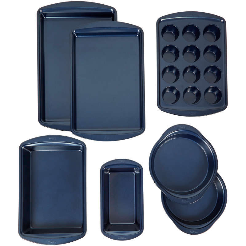 Diamond-Infused Non-Stick Navy Blue Baking Set, 7-Piece image number 1