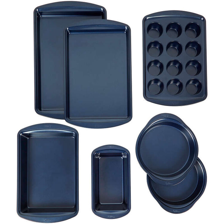 Diamond-Infused Non-Stick Navy Blue Baking Set, 7-Piece