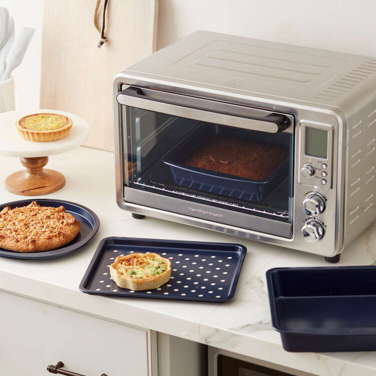 Diamond-Infused Non-Stick Navy Blue Toaster Oven Baking Set, 4-Piece