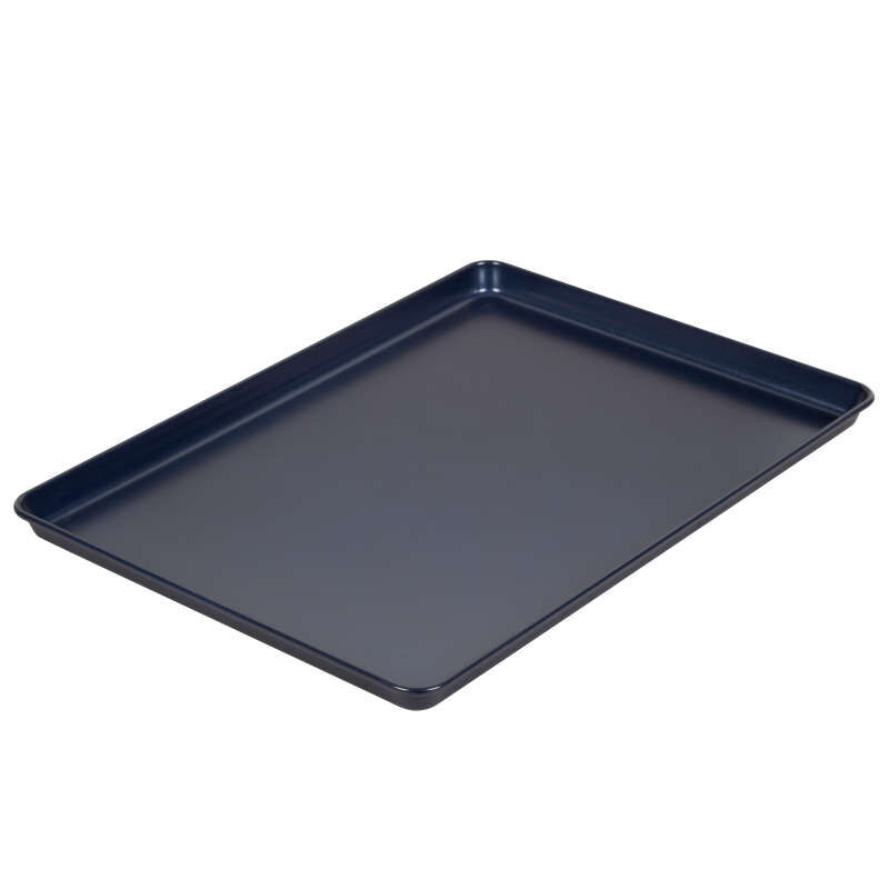 Non-Stick Diamond-Infused Navy Blue Mega Cookie Sheet with Gold Cooling Grid Set image number 2