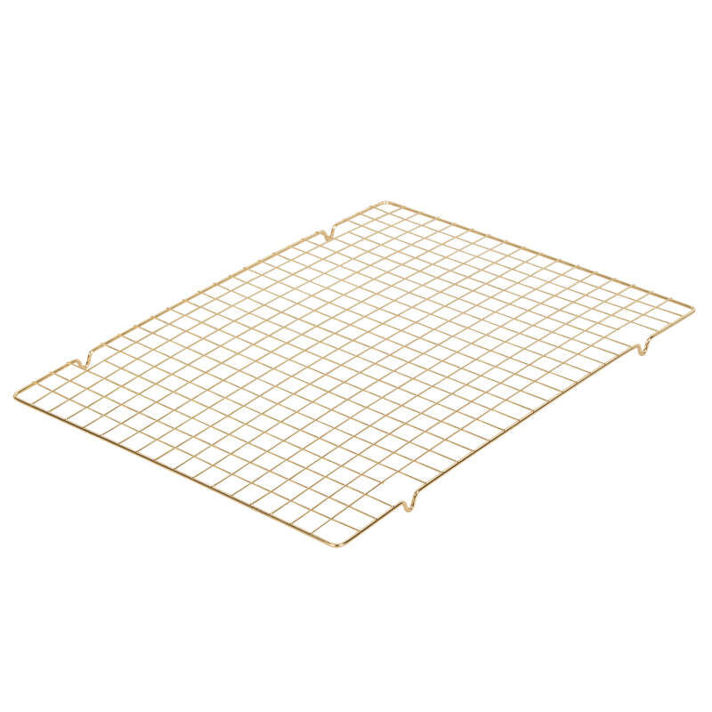 Non-Stick Diamond-Infused Navy Blue Mega Cookie Sheet with Gold Cooling Grid Set image number 3