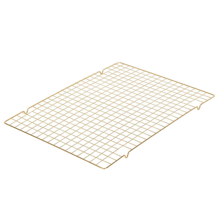 Non-Stick Diamond-Infused Navy Blue Mega Cookie Sheet with Gold Cooling Grid Set