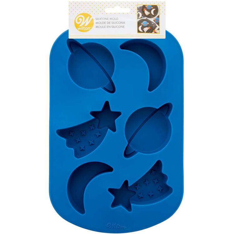 Shooting Star, Planet and Moon Silicone Baking and Candy Mold, 6-Cavity