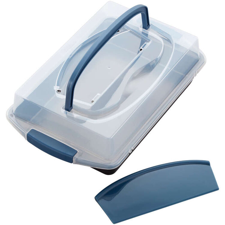 Perfect Results Oblong Cake Pan with Lid and Cutter, 3-Piece Set