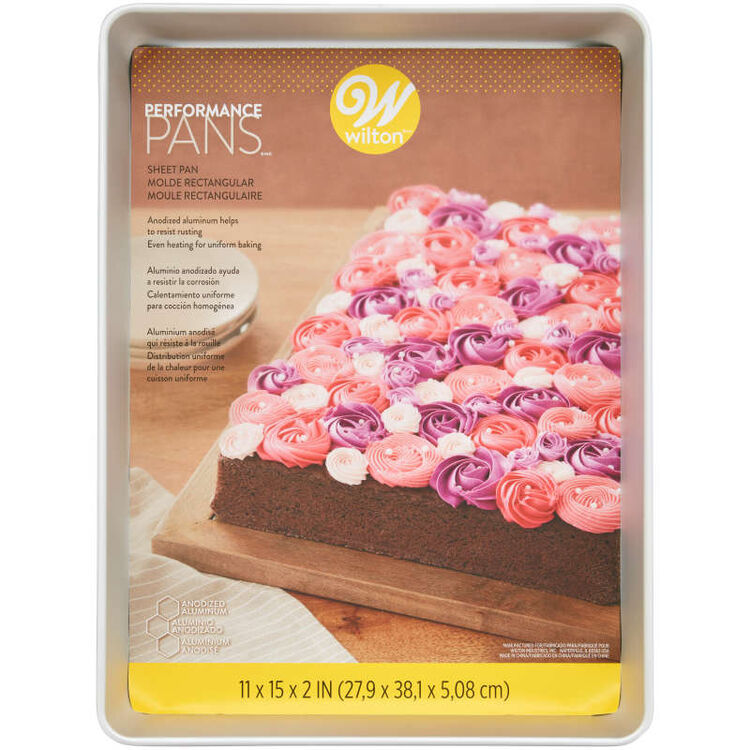 Performance Pans Large Aluminum Rectangular Sheet Cake Pan, 11 x 15 x 2-Inch