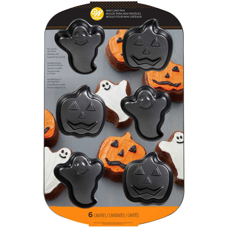 Halloween Ghost and Pumpkin Mini Cake Pan, 6-Cavity image number 1