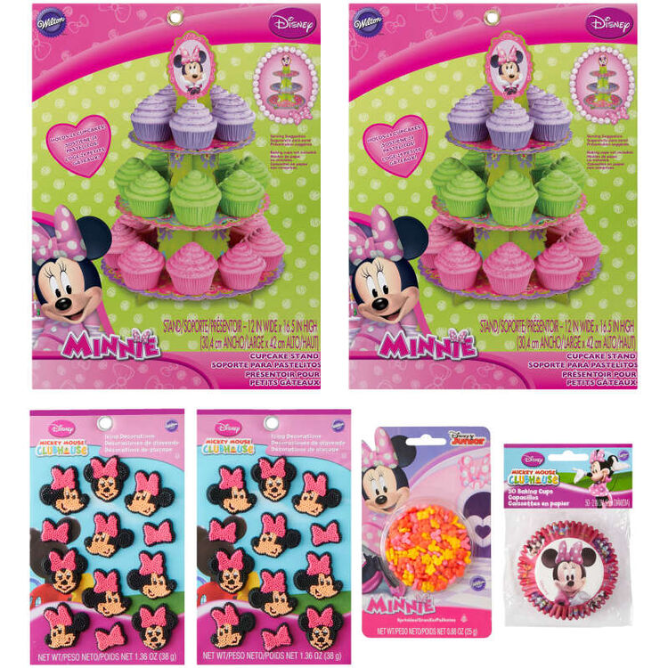 Minnie Mouse Cupcake Decorating Kit Components in Packaging