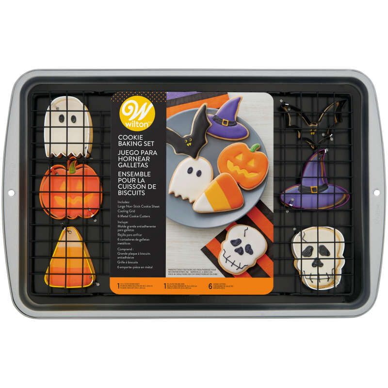 Halloween Cookie Sheet, Cooling Grid and Cookie Cutter Baking Set, 8-Piece image number 0